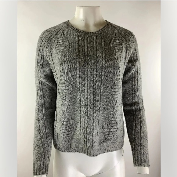 Madewell Sz S Palisade Merino Wool Zip Back Sweater Gray Cable Knit Style - Picture 1 of 8